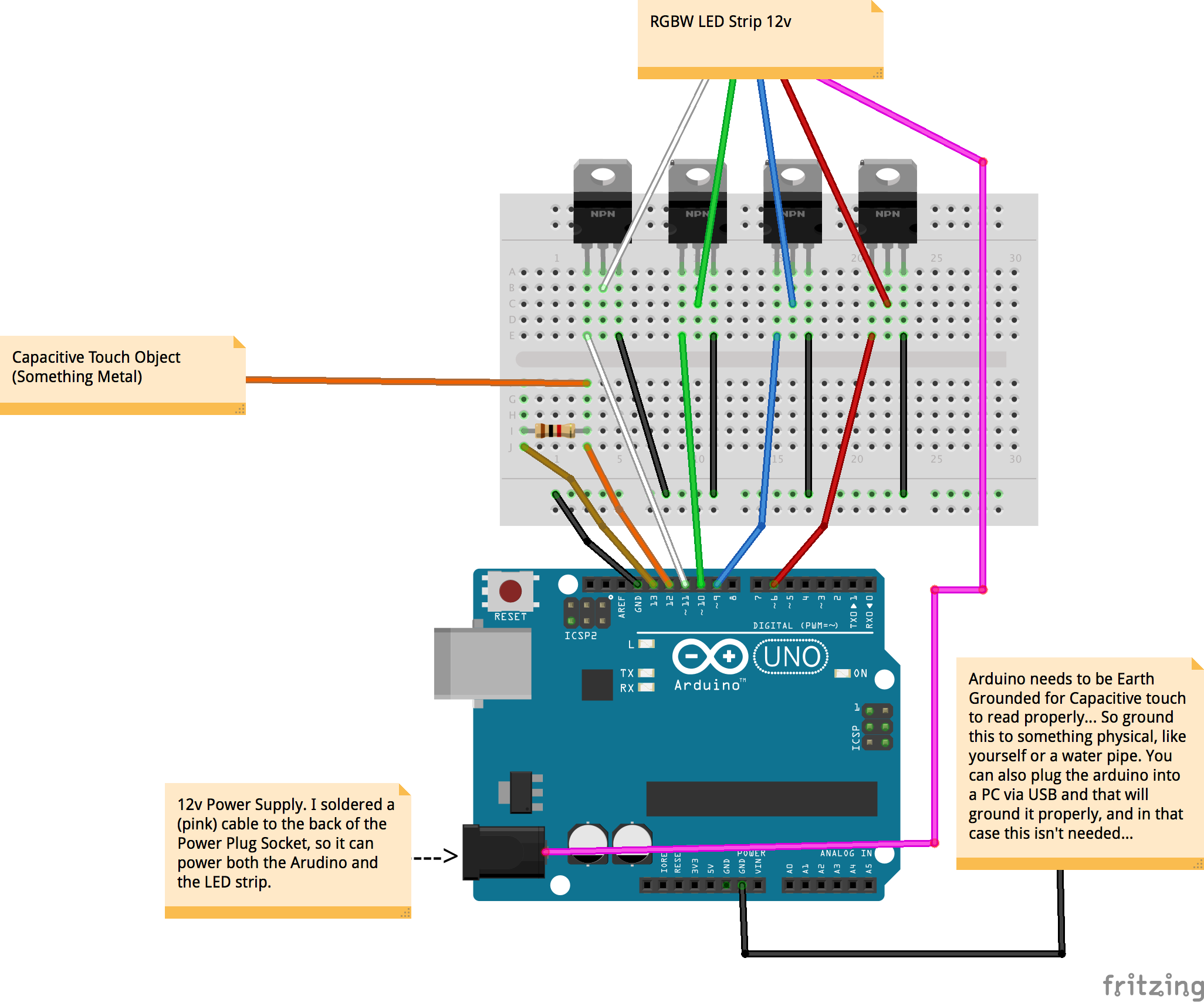 GitHub - Dansl/LED-Capacitive-Lamp: 12v RGBW LED Strip Controlled Via ...